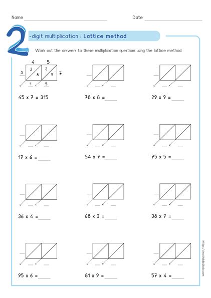 lattice multiplication worksheets|2.